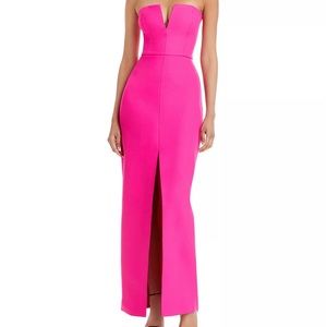 BCBGMAXAZRIA - Strapless Crepe Gown - Color Beetroot